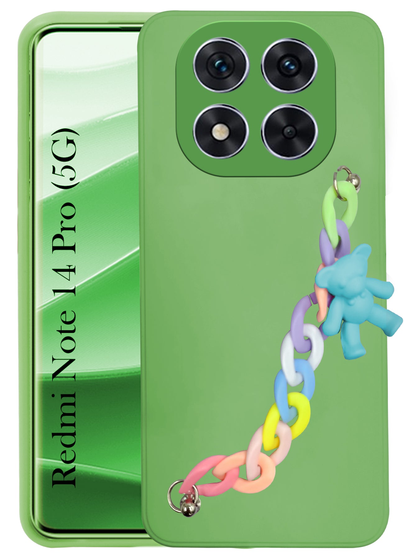 For Redmi Note 14 Pro Girls Case with Bracelet Back Cover (Wrist Hanging Chain | Teddy Toy Cartoon)