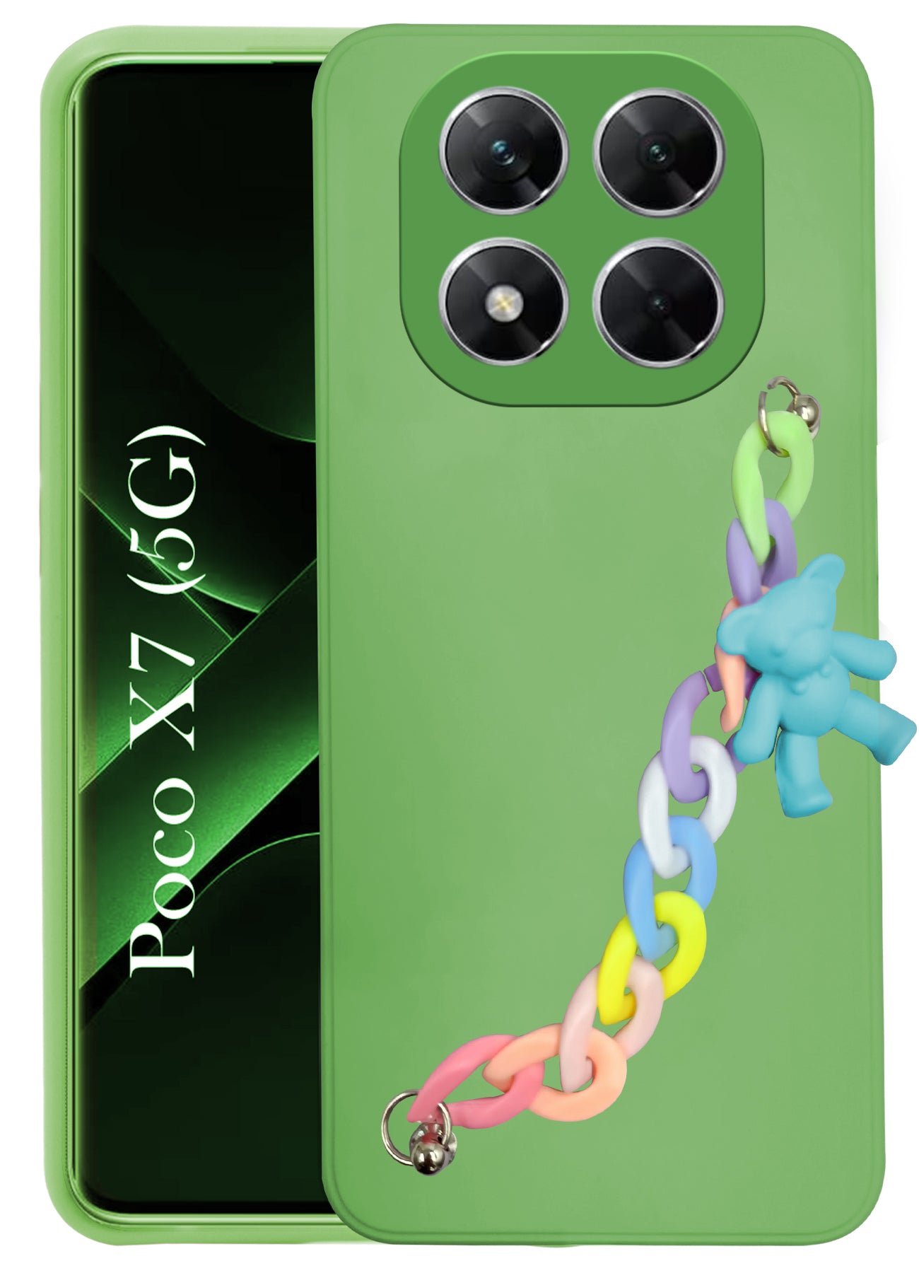 For Xiaomi Poco X7 Girls Case with Bracelet  Back Cover (Wrist Hanging Chain | Teddy Toy Cartoon)