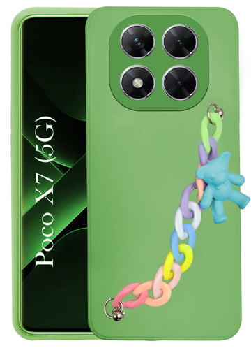 For Xiaomi Poco X7 Girls Case with Bracelet  Back Cover (Wrist Hanging Chain | Teddy Toy Cartoon)