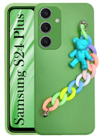 For Samsung Galaxy S24 Plus Back Cover Girls Case with Bracelet (Wrist Hanging Chain | Teddy Toy Cartoon)