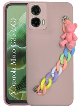 For Motorola Moto G35 5G Girls Case with Bracelet  Back Cover (Wrist Hanging Chain | Teddy Toy Cartoon)