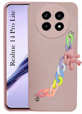 For Realme 14 Pro Lite Back Cover Girls Case with Bracelet (Wrist Hanging Chain | Teddy Toy Cartoon)