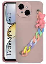 For Tecno Spark Go 1 Girls Case Back Cover with Bracelet (Wrist Hanging Chain | Teddy Toy Cartoon)