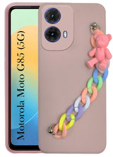 For Motorola Moto G85 5G  Back Cover Girls Case with Bracelet (Wrist Hanging Chain | Teddy Toy Cartoon)