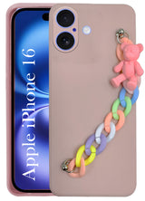 For Apple iPhone 16 Girls Case Cover with Bracelet (Wrist Hanging Chain | Teddy Toy Cartoon)