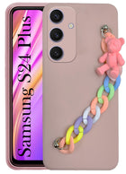 For Samsung Galaxy S24 Plus Back Cover Girls Case with Bracelet (Wrist Hanging Chain | Teddy Toy Cartoon)