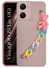 For Vivo iQOO Z9 Lite 5G Back Cover Girls Case with Bracelet (Wrist Hanging Chain | Teddy Toy Cartoon)