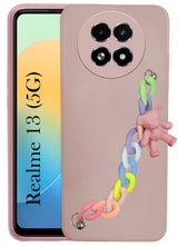 For Realme 13 Back Cover Girls Case with Bracelet (Wrist Hanging Chain | Teddy Toy Cartoon)