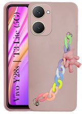 For Vivo Y28s 5G | Vivo T3 Lite 5G  Back Cover Girls Case with Bracelet (Wrist Hanging Chain | Teddy Toy Cartoon)