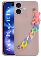 For Apple iPhone 16 Plus Girls Case Cover with Bracelet (Wrist Hanging Chain | Teddy Toy Cartoon)