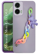For Motorola Moto G35 5G Girls Case with Bracelet  Back Cover (Wrist Hanging Chain | Teddy Toy Cartoon)