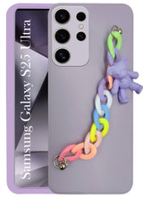 For Samsung Galaxy S25 Ultra  Back Cover  Girls Case with Bracelet (Wrist Hanging Chain | Teddy Toy Cartoon)