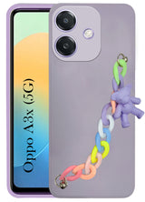 For Oppo A3X 5G | Oppo A3 5G Back Cover Girls Case with Bracelet (Wrist Hanging Chain | Teddy Toy Cartoon)