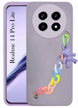 For Realme 14 Pro Lite Back Cover Girls Case with Bracelet (Wrist Hanging Chain | Teddy Toy Cartoon)