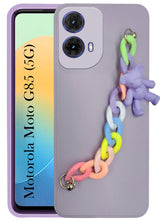 For Motorola Moto G85 5G  Back Cover Girls Case with Bracelet (Wrist Hanging Chain | Teddy Toy Cartoon)