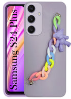 For Samsung Galaxy S24 Plus Back Cover Girls Case with Bracelet (Wrist Hanging Chain | Teddy Toy Cartoon)