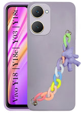 For Vivo Y18 | Y18e | Y03 | Y18i | Y18t Back Cover Girls Case with Bracelet (Wrist Hanging Chain | Teddy Toy Cartoon)