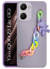 For Vivo iQOO Z9 Lite 5G Back Cover Girls Case with Bracelet (Wrist Hanging Chain | Teddy Toy Cartoon)
