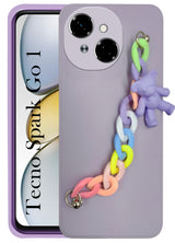 For Tecno Spark Go 1 Girls Case Back Cover with Bracelet (Wrist Hanging Chain | Teddy Toy Cartoon)