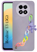 For Realme 13 Back Cover Girls Case with Bracelet (Wrist Hanging Chain | Teddy Toy Cartoon)