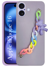 For Apple iPhone 16 Girls Case Cover with Bracelet (Wrist Hanging Chain | Teddy Toy Cartoon)
