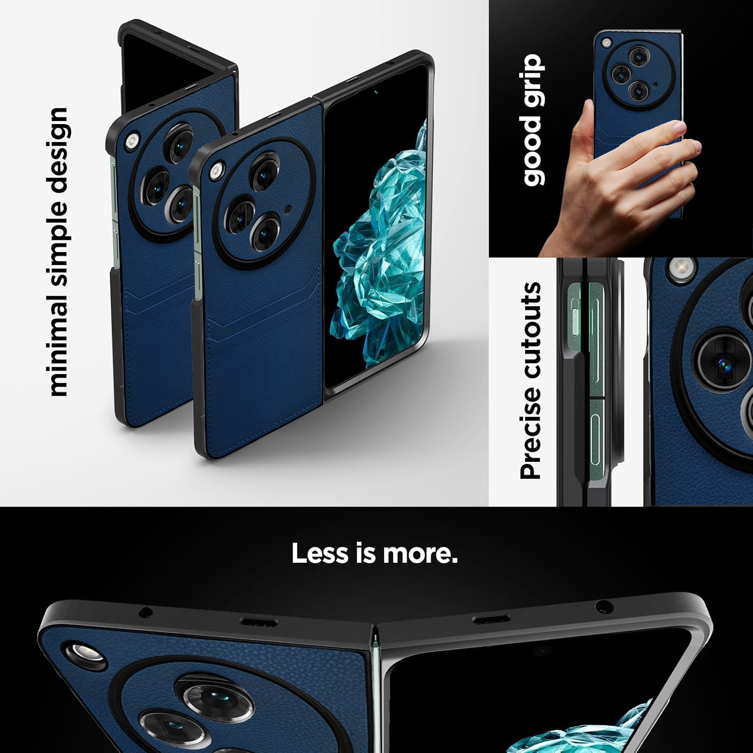 For OnePlus Open Leather Back Case Cover (Full Camera Protection | Card Wallet Slots | Hand Stitched Professional Look)