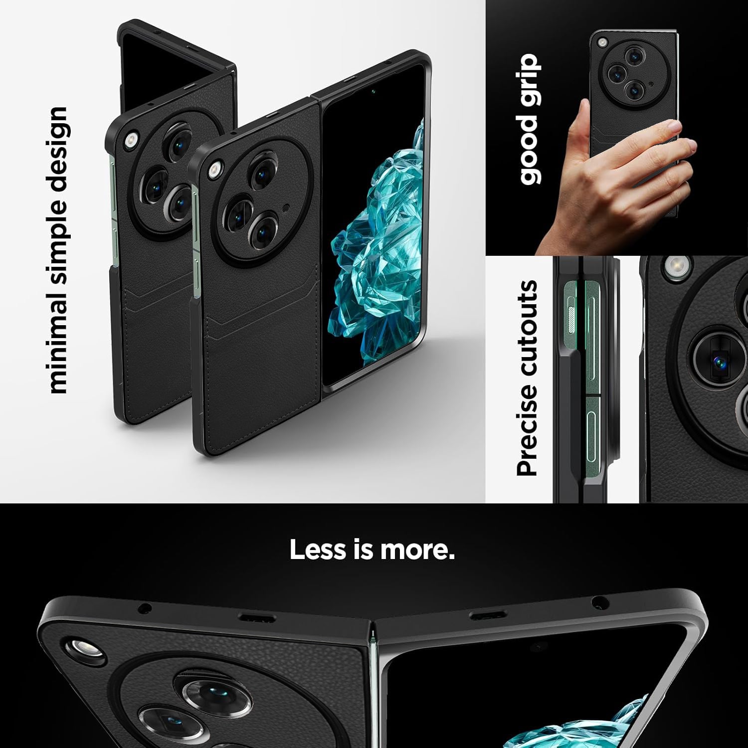 For OnePlus Open Leather Back Case Cover (Full Camera Protection | Card Wallet Slots | Hand Stitched Professional Look)