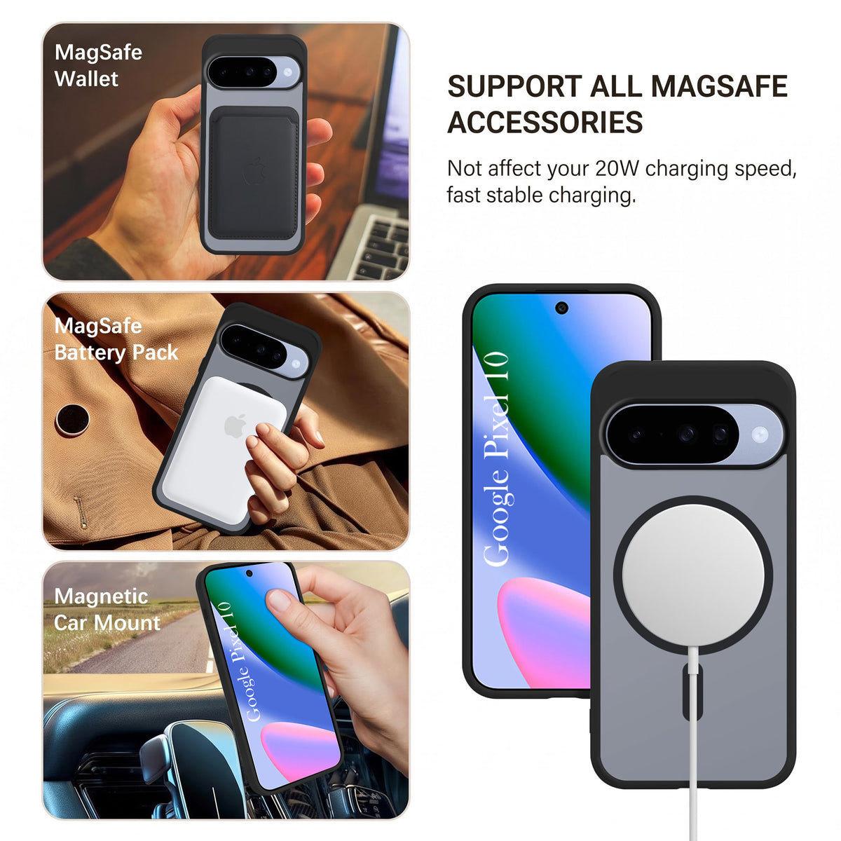 For Google Pixel 10 Matte Finish Back Case Cover (MagSafe Compatible | Translucent Soft Touch | Slim and Unbreakable)