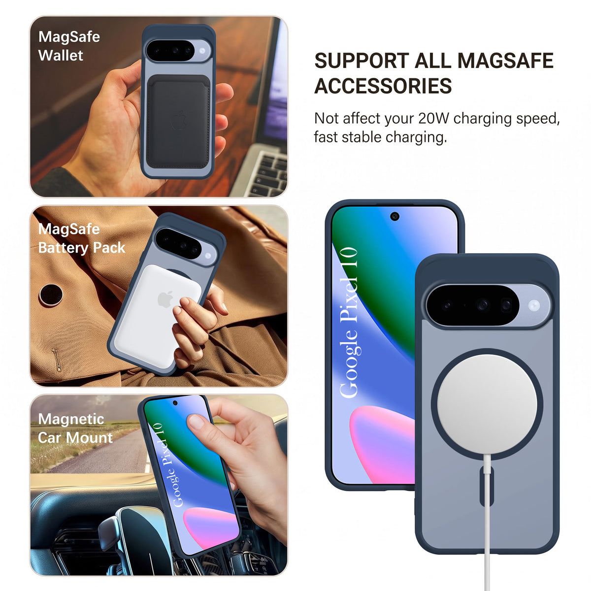 For Google Pixel 10 Matte Finish Back Case Cover (MagSafe Compatible | Translucent Soft Touch | Slim and Unbreakable)