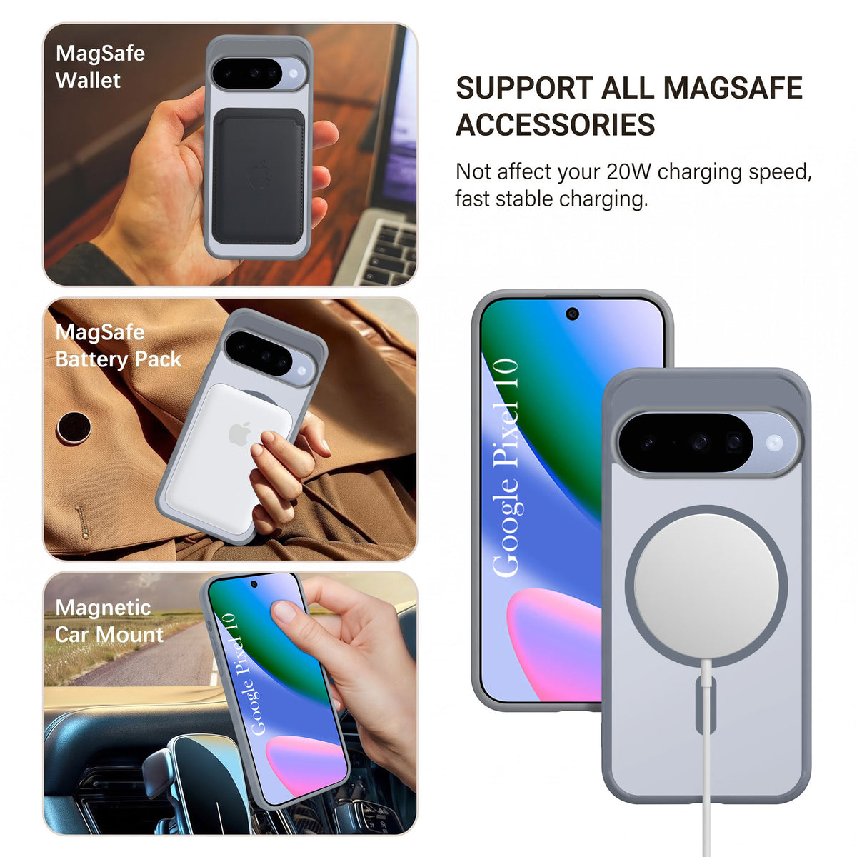 For Google Pixel 10 Matte Finish Back Case Cover (MagSafe Compatible | Translucent Soft Touch | Slim and Unbreakable)