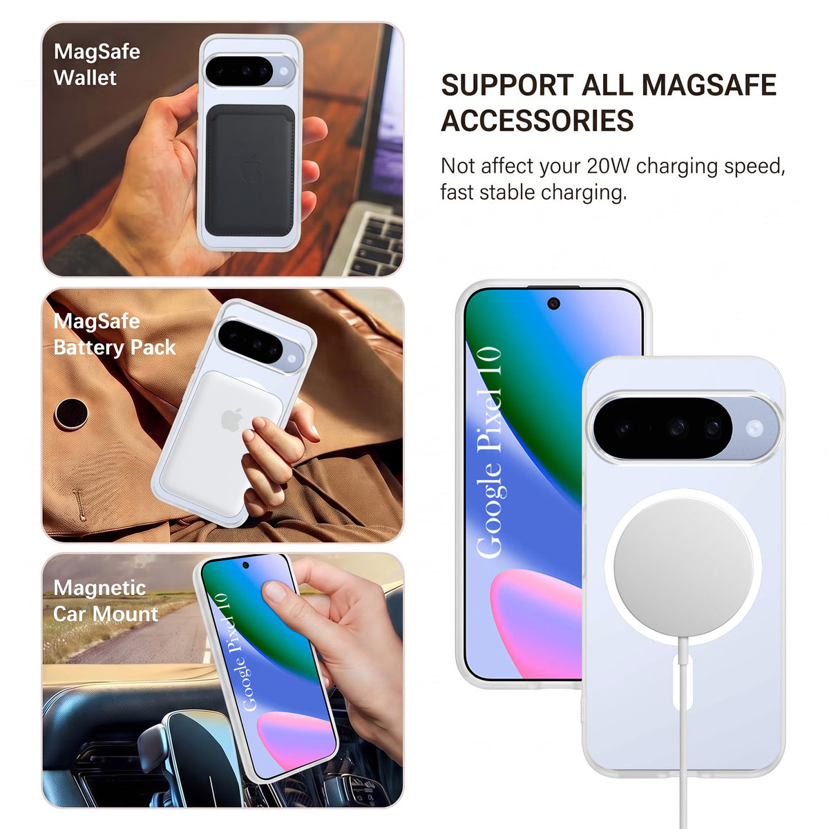 For Google Pixel 10 Matte Finish Back Case Cover (MagSafe Compatible | Translucent Soft Touch | Slim and Unbreakable)