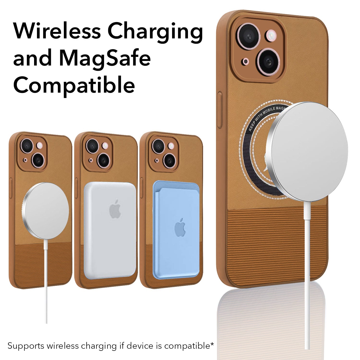 For Apple iPhone 15 Back Cover Case PU Leather Finish (Professional Minimalist Texture | MagSafe Compatile | Camera Protection | Sleek Sober Formal)
