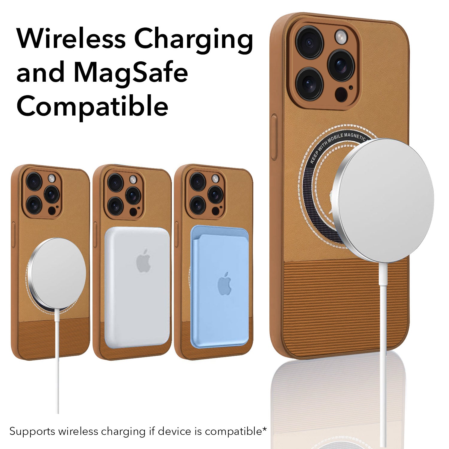 For Apple iPhone 15 Pro Max Back Cover Case PU Leather Finish (Professional Minimalist Texture | MagSafe Compatile | Camera Protection | Sleek Sober Formal)