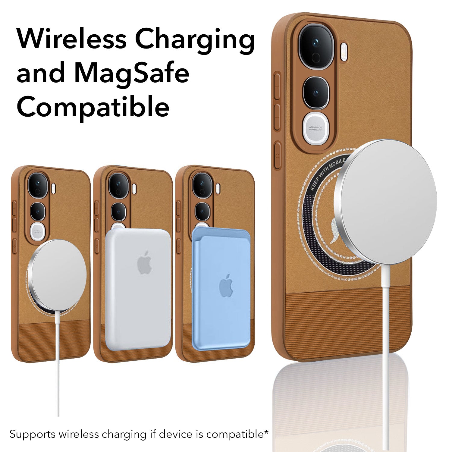 For Vivo Y400 Pro Back Cover Case PU Leather Finish (Professional Minimalist Texture | MagSafe Compatele | Camera Protection | Sleek Sober Formal)