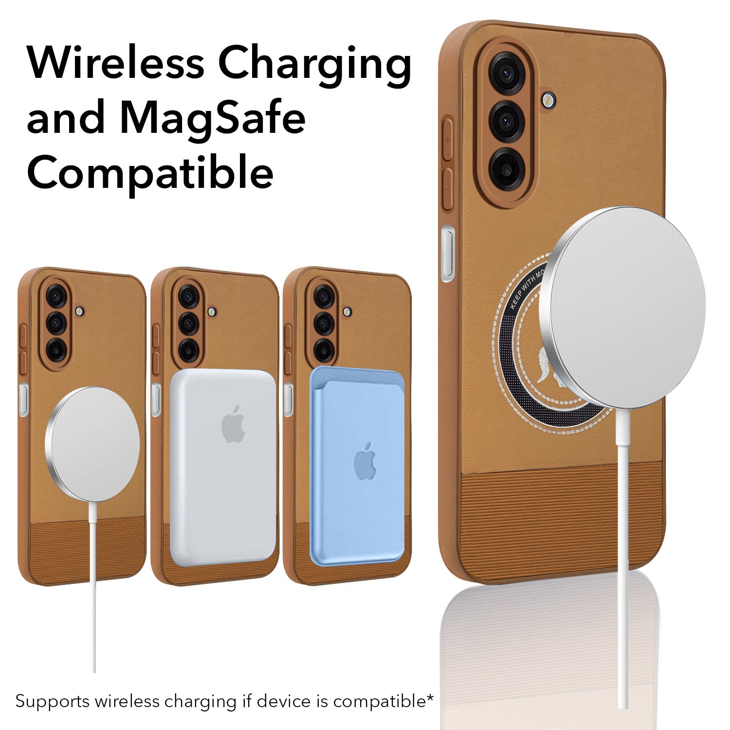 For Samsung Galaxy A17 | Samsung F17 | Samsung M17 5G Back Cover Case PU Leather Finish  (Professional Minimalist Texture | MagSafe Compatile | Camera Protection | Sleek Sober Formal)