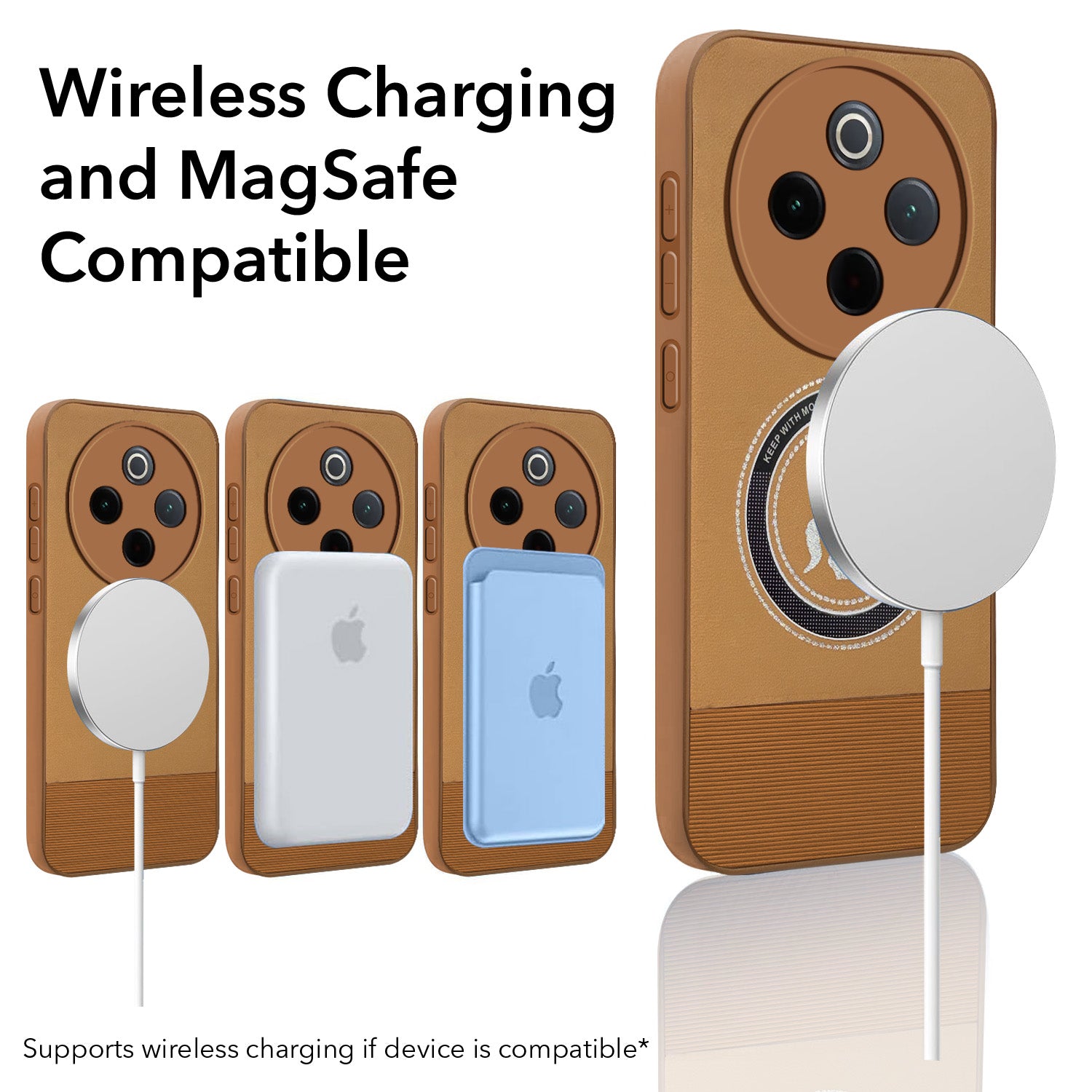For Vivo T4  Back Cover Case PU Leather Finish (Professional Minimalist Texture | MagSafe Compatile | Camera Protection | Sleek Sober Formal)