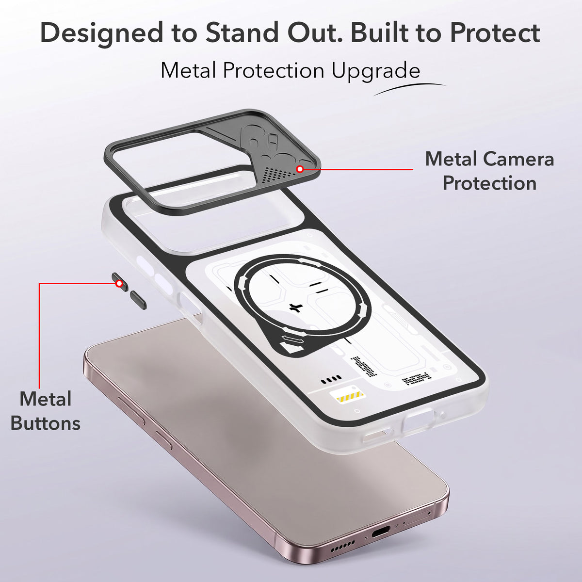 For Poco C81x Metallic Back Cover Case (Metallic Camera Protection & Buttons | Translucent Milky Shade | Hard Polycarbonate)