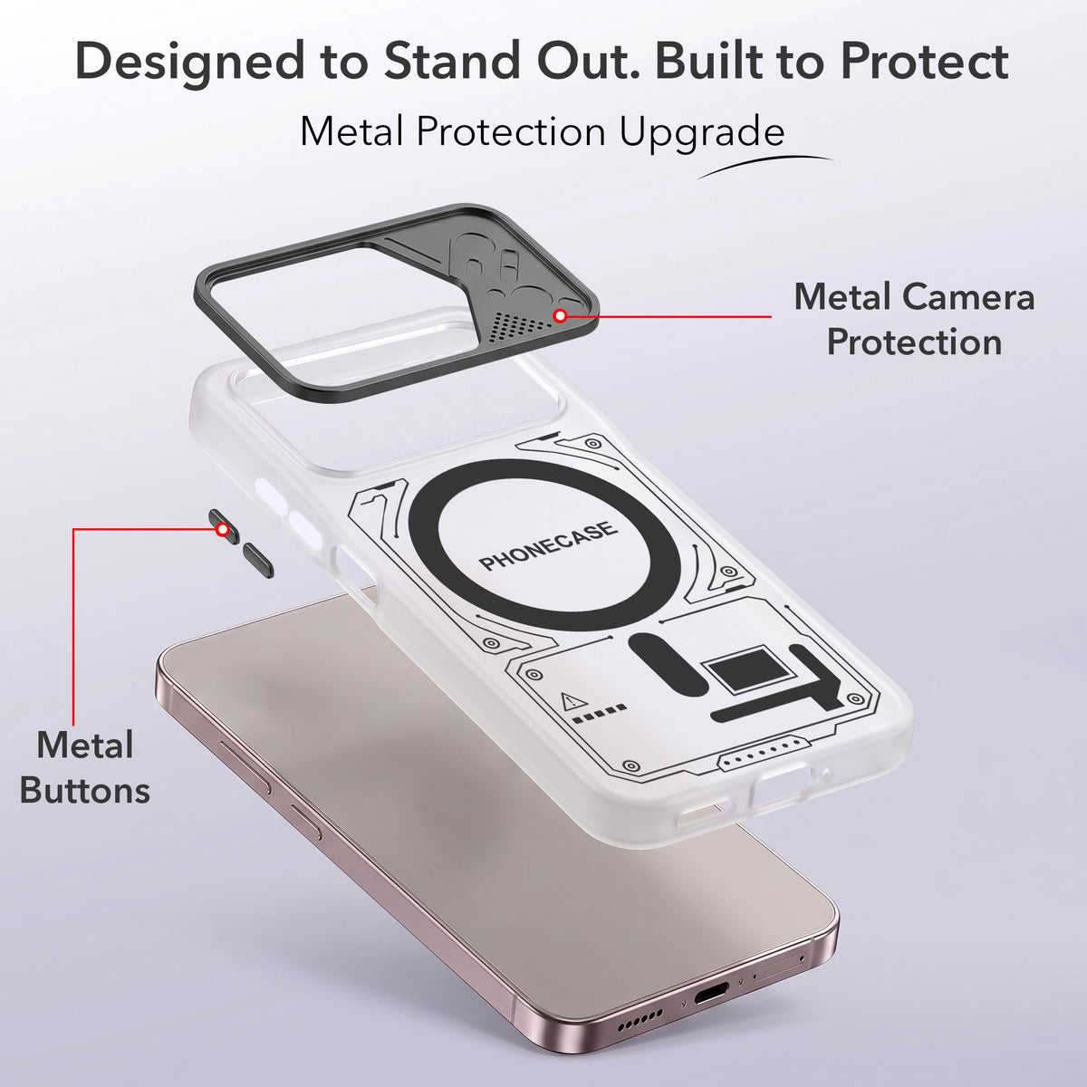 For Motorola Moto G67 Power | G57 Power Metallic Back Cover Case (Metallic Camera Protection & Buttons | Translucent Milky Shade | Hard Polycarbonate)