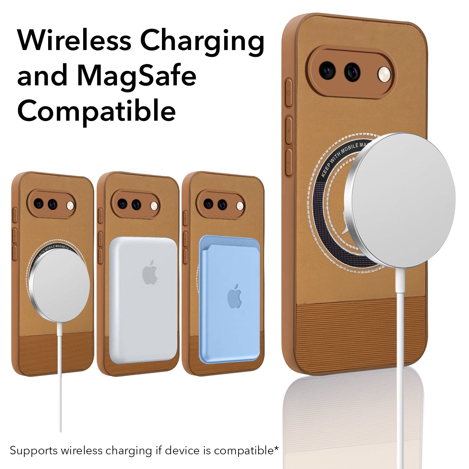 For Google Pixel 9A PU Leather Finish Back Cover Case (Professional Minimalist Texture | MagSafe Compatile | Camera Protection | Sleek Sober Formal)
