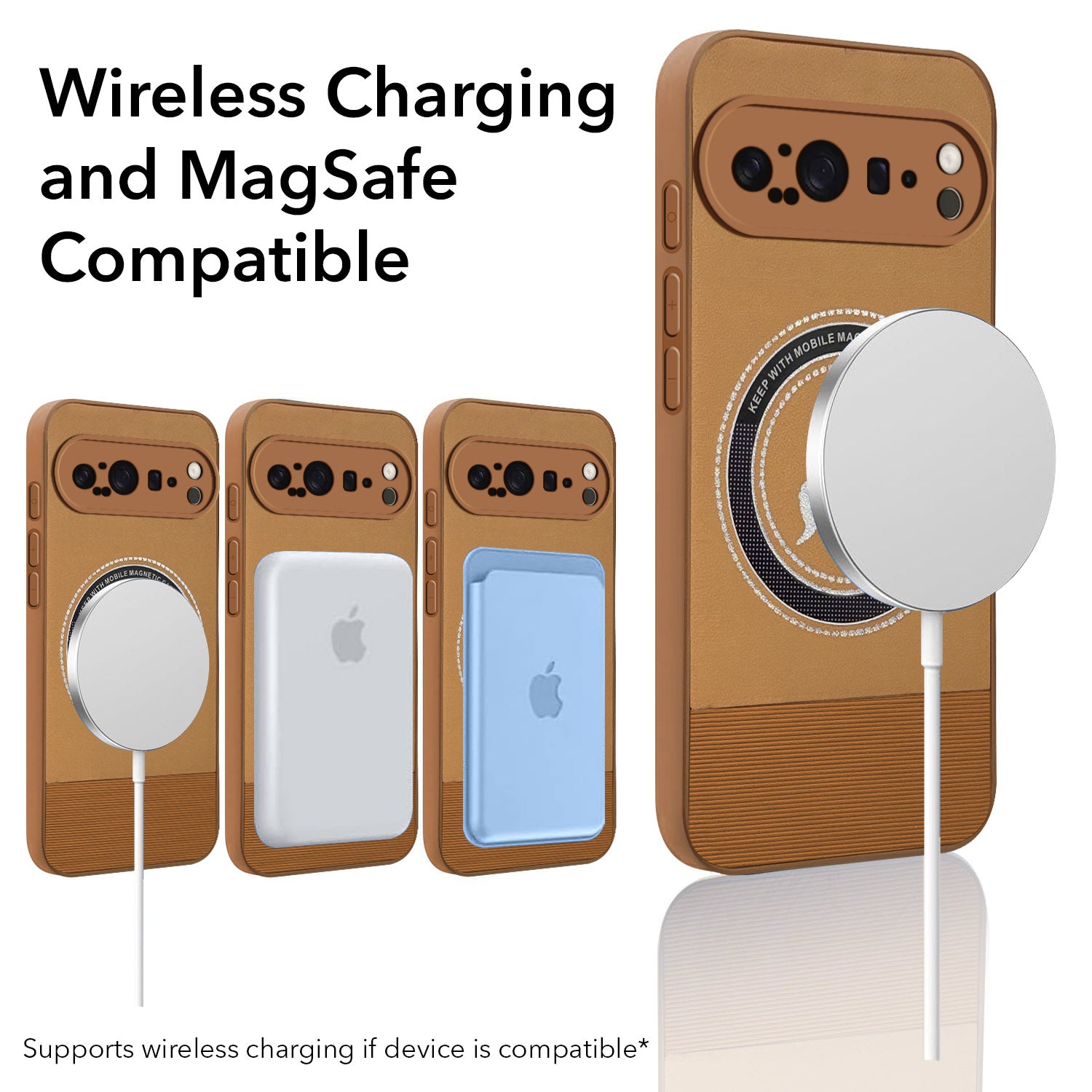 For Google Pixel 9 Pro Back Cover Case PU Leather Finish (Professional Minimalist Texture | MagSafe Compatile | Camera Protection | Sleek Sober Formal)