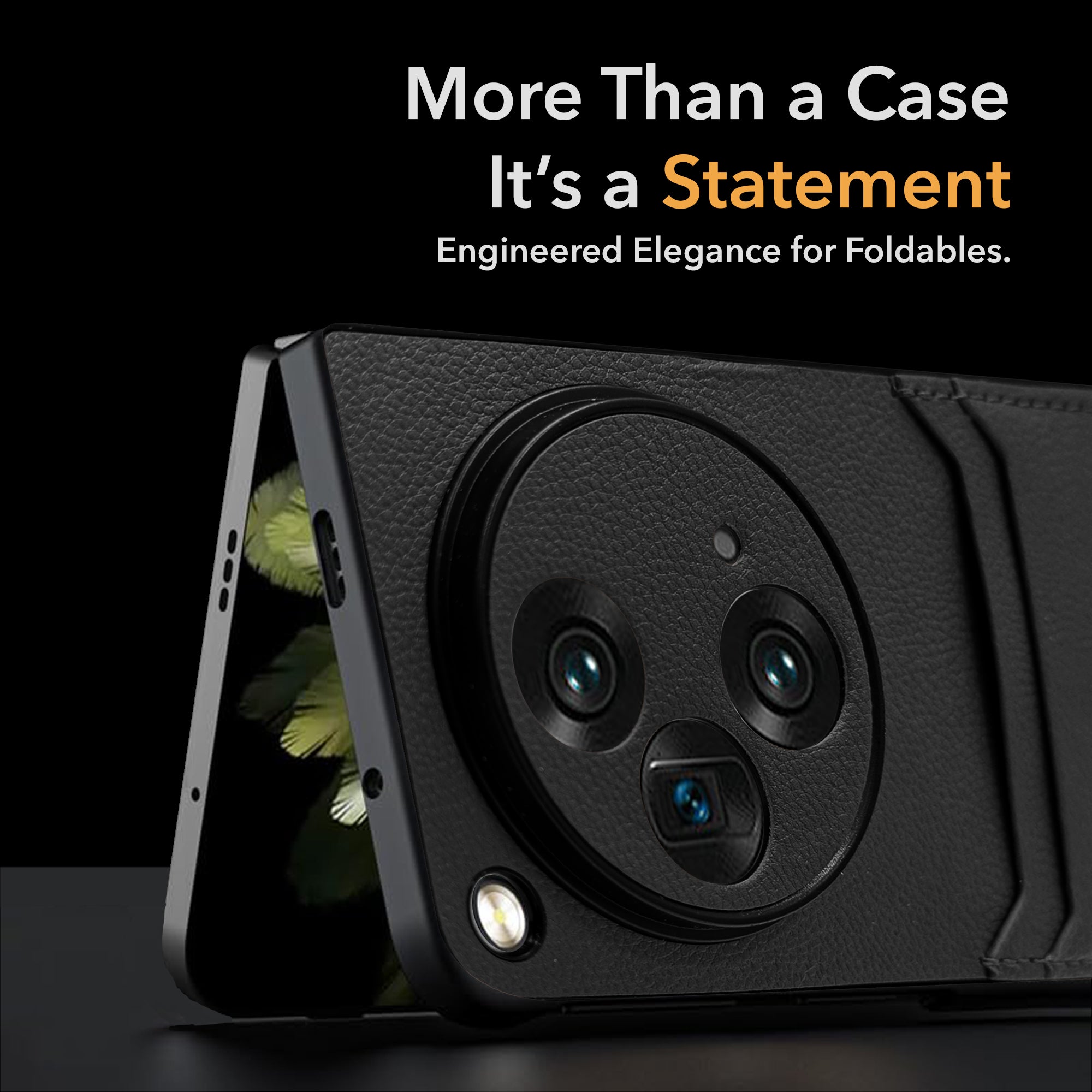 For OnePlus Open Leather Back Case Cover (Full Camera Protection | Card Wallet Slots | Hand Stitched Professional Look)