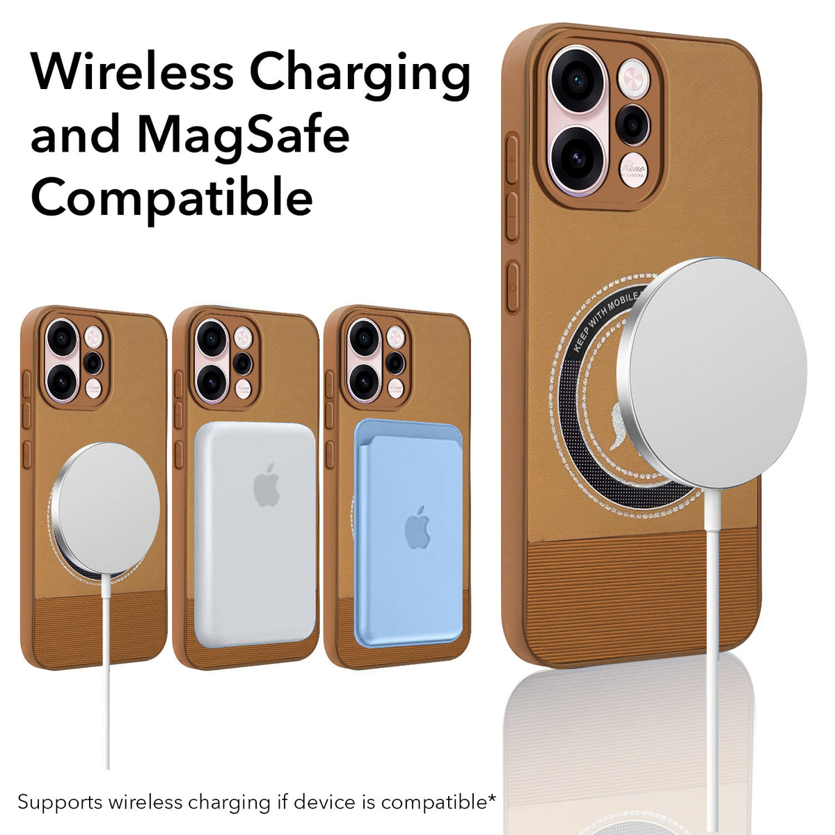 For Oppo Reno 15c Back Cover Case PU Leather Finish (Professional Minimalist Texture | MagSafe Compatile | Camera Protection | Sleek Sober Formal)
