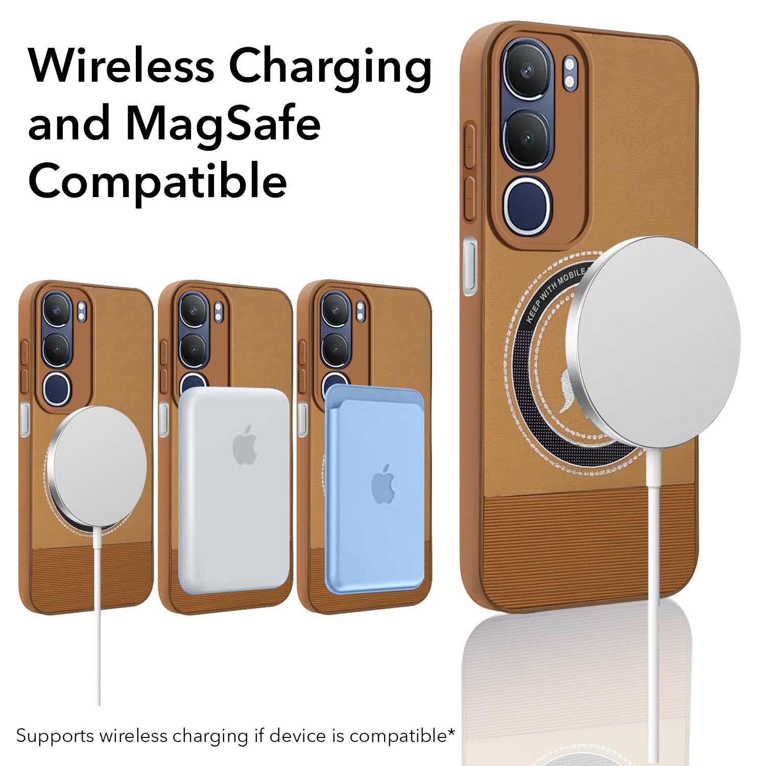 For Vivo Y29 Back Cover Case PU Leather Finish  (Professional Minimalist Texture | MagSafe Compatile | Camera Protection | Sleek Sober Formal)