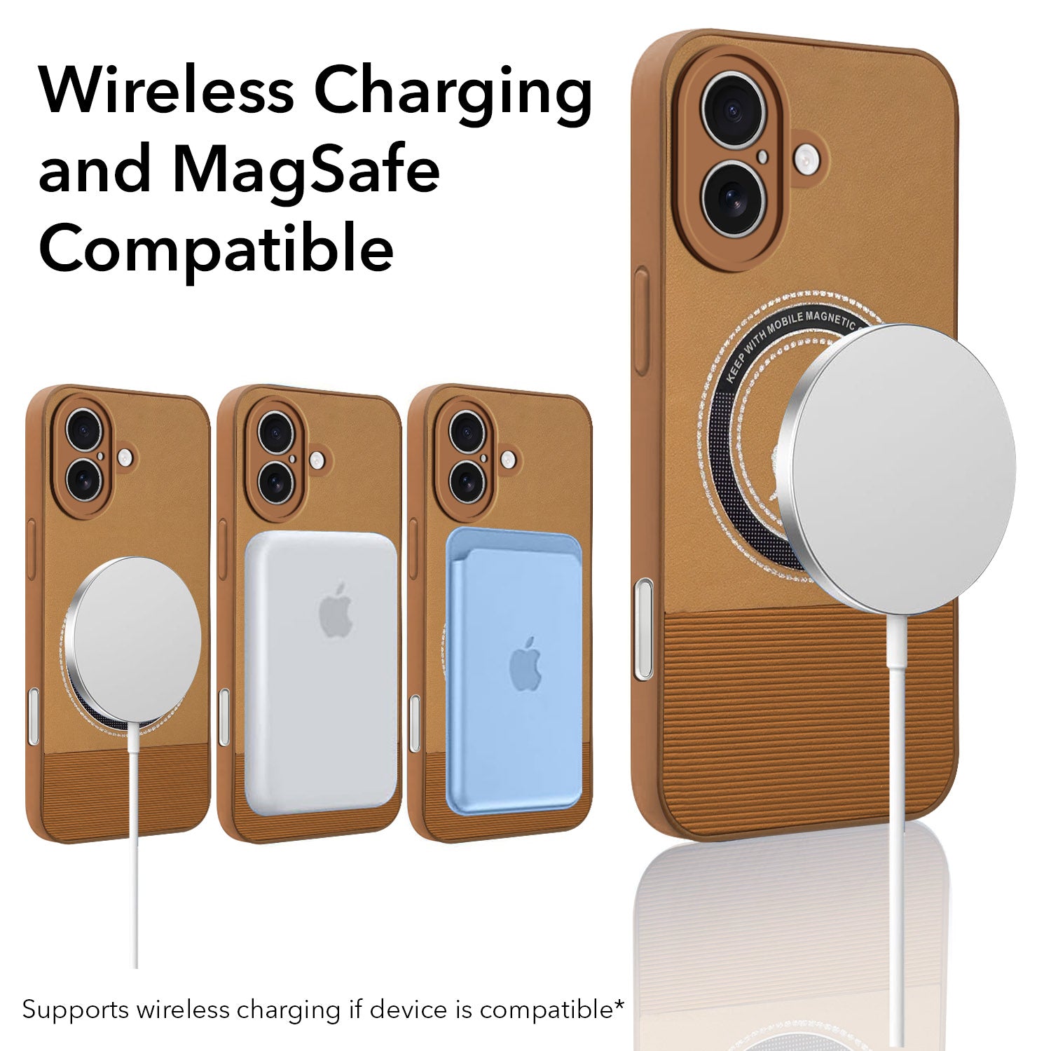 For Apple iPhone 16 Plus PU Back Cover Case Leather Finish (Professional Minimalist Texture | MagSafe Compatile | Camera Protection | Sleek Sober Formal)