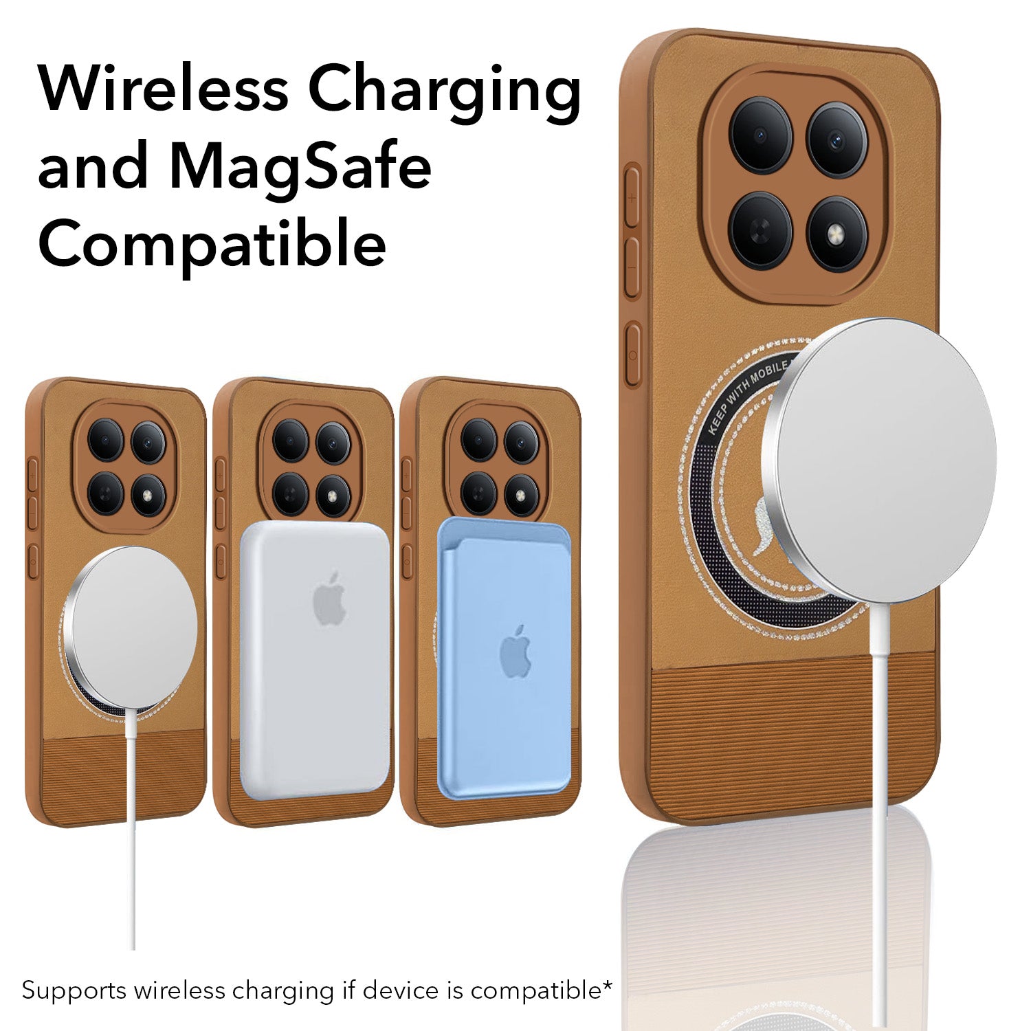 For Poco M8 5G Back Cover Case PU Leather Finish (Professional Minimalist Texture | MagSafe Compatile | Camera Protection | Sleek Sober Formal)