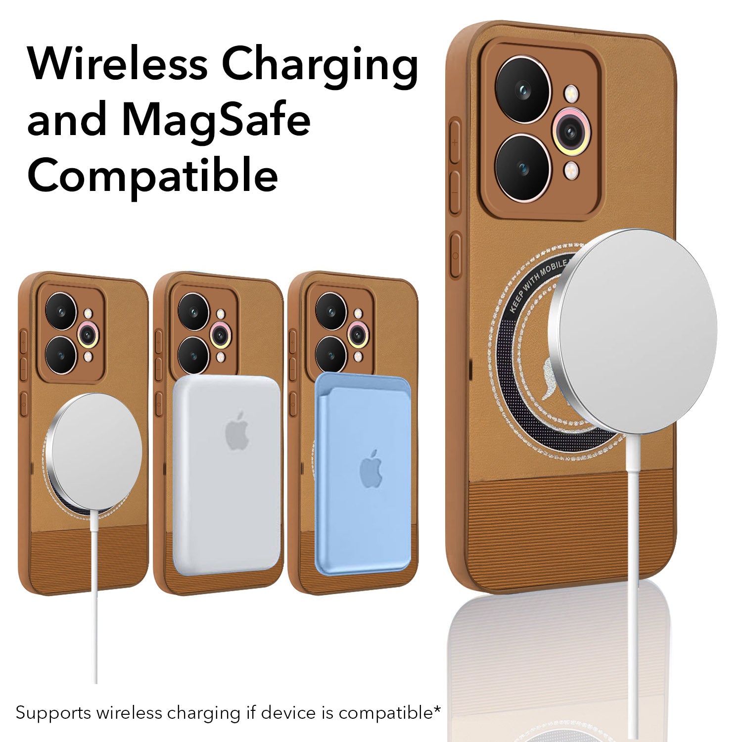 For Realme 15 Pro Back Cover Case PU Leather Finish (Professional Minimalist Texture | MagSafe Compatile | Camera Protection | Sleek Sober Formal)