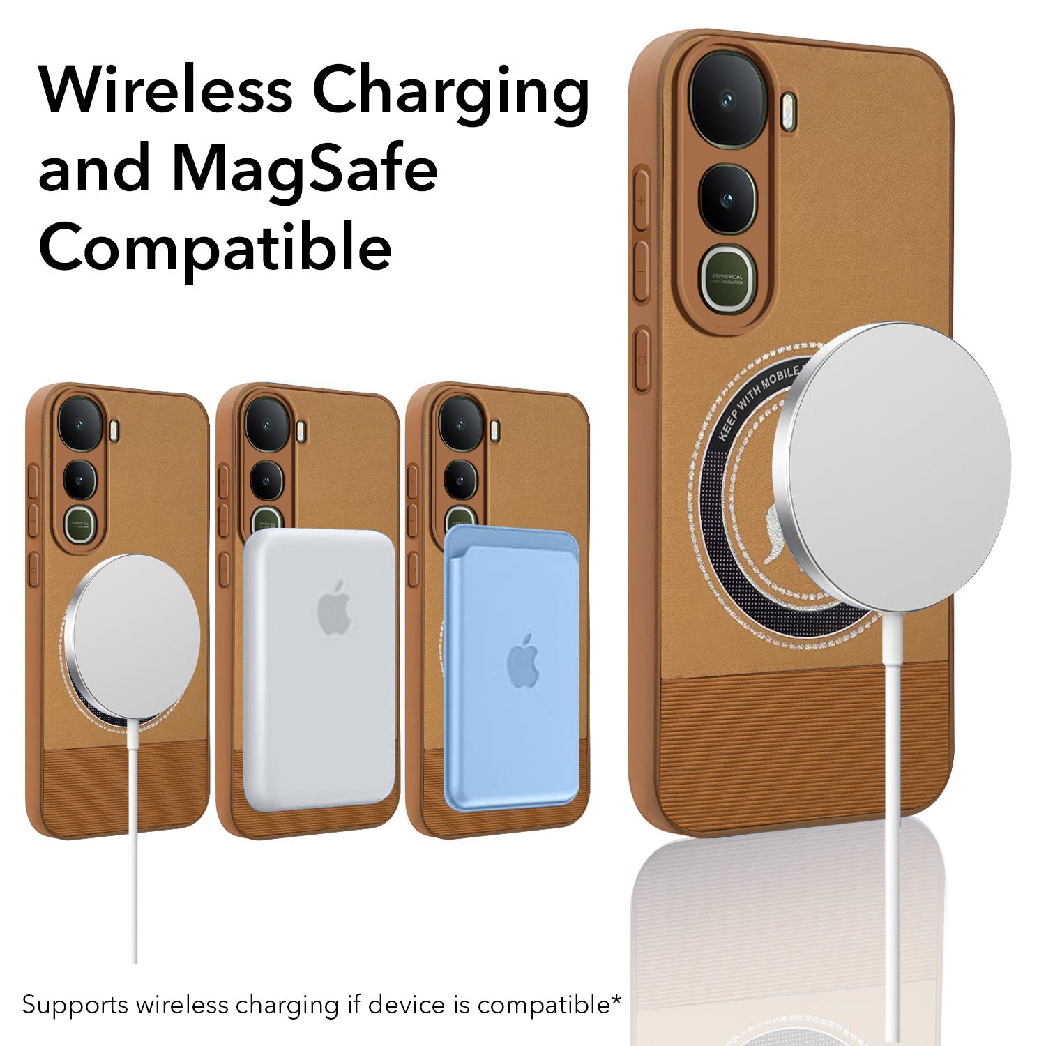 For Vivo Y400 Back Cover Case PU Leather Finish (Professional Minimalist Texture | MagSafe Compatile | Camera Protection | Sleek Sober Formal)