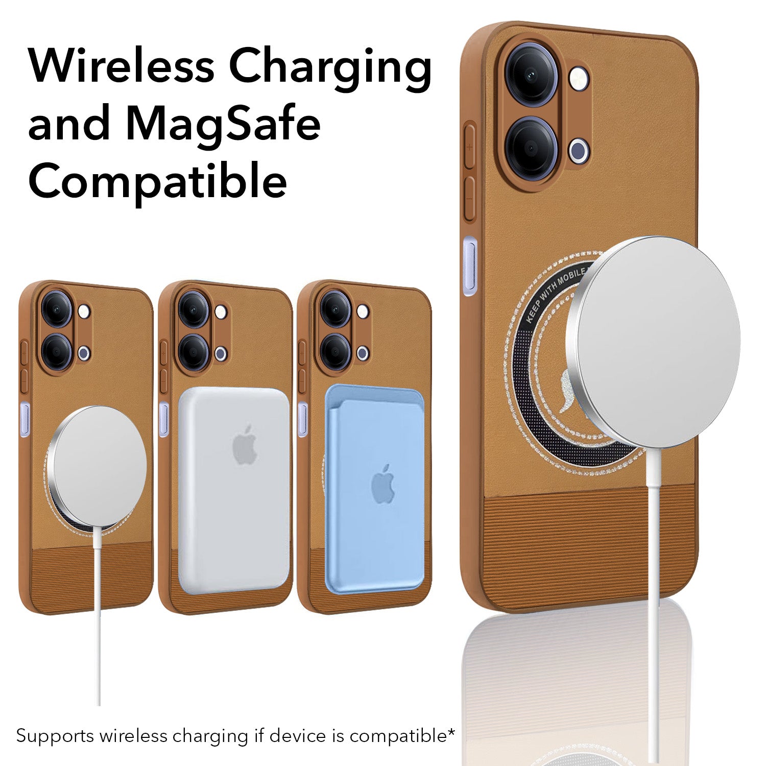 For Vivo Y05 4G Back Cover Case PU Leather Finish (Professional Minimalist Texture | MagSafe Compatile | Camera Protection | Sleek Sober Formal)