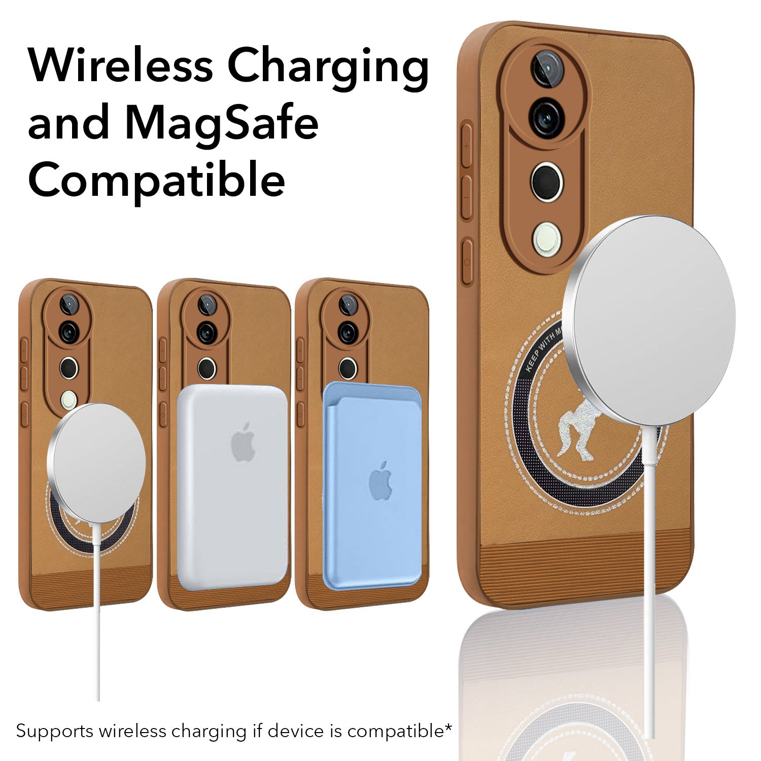 For Vivo T3 Ultra Back Cover Case PU Leather Finish Back Cover Case (Professional Minimalist Texture | MagSafe Compatile | Camera Protection | Sleek Sober Formal)