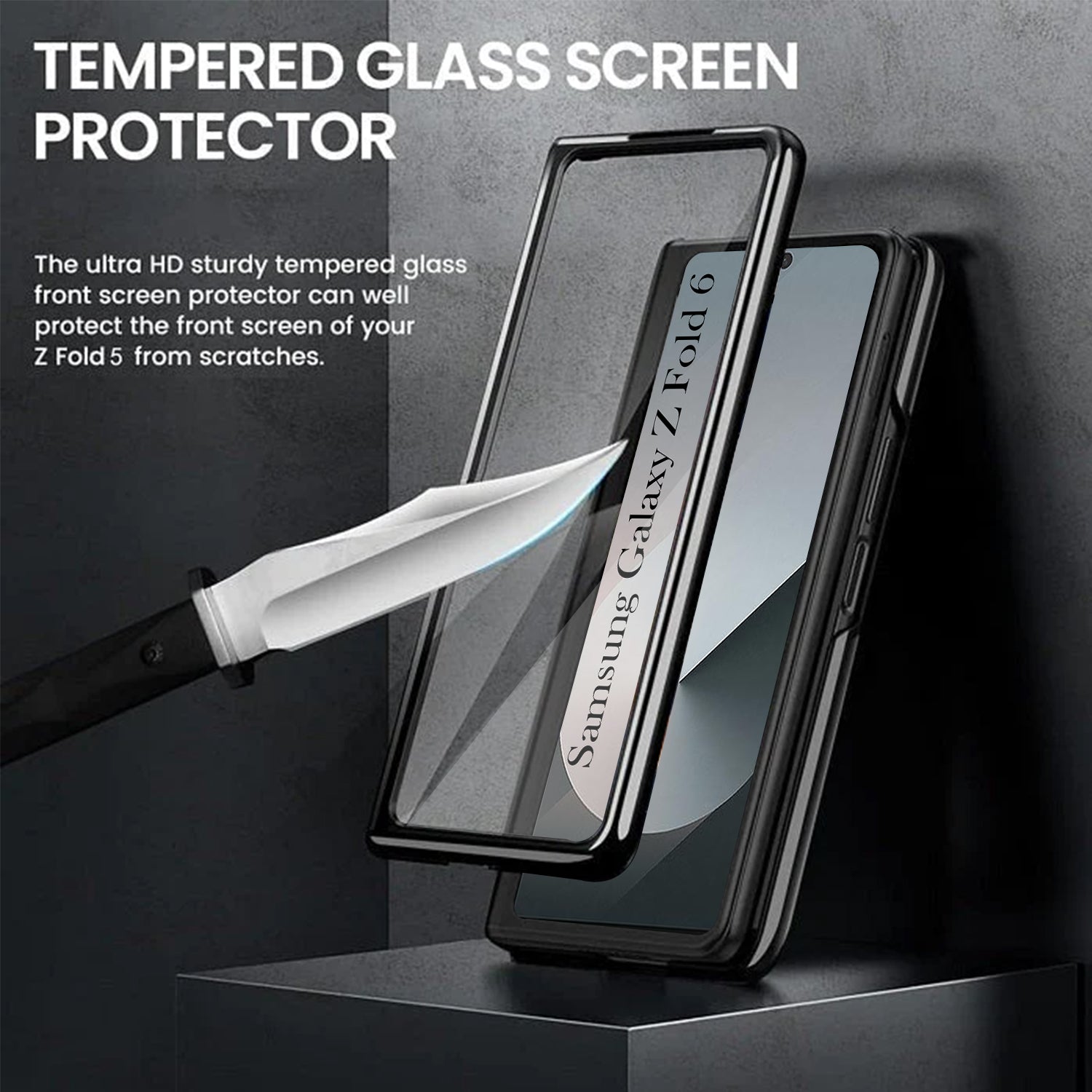 For Samsung Galaxy Z Fold 6 5G Back Cover Front Glass Leather (Full Body Case | Built-in Screen Protector | Inside Fiber Cloth | Minimalist Professional)